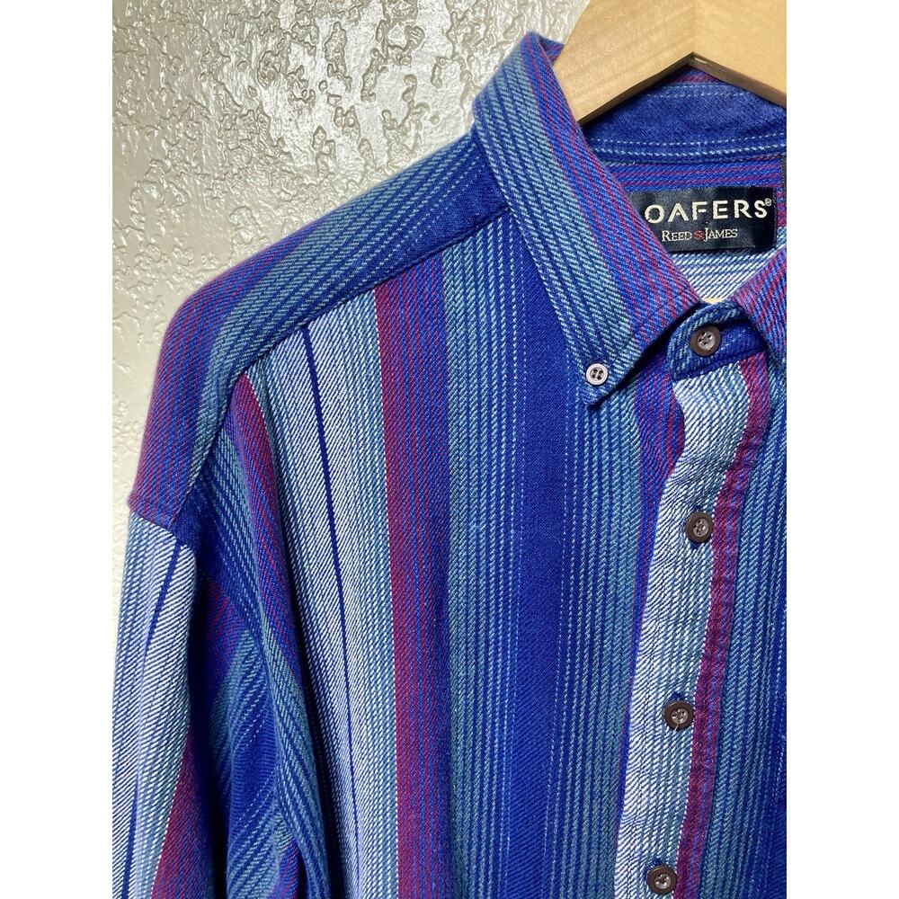 VTG 90s Loafers Flannel Shirt Mens XL Heavyweight Striped Button Up